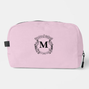 Lichtroze aangepaste monogram wapenschild toilettasje