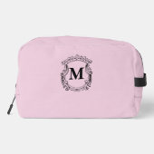 Lichtroze aangepaste monogram wapenschild toilettasje (Achterkant)