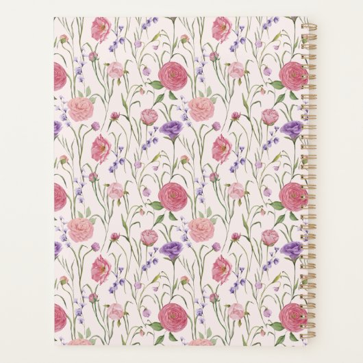 Lichtroze achtergrond, weide, bloementuin planner (Achterkant)