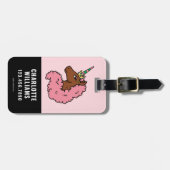 Lichtroze Afro Eenhoorn Bagagelabel (Voorkant horizontaal)