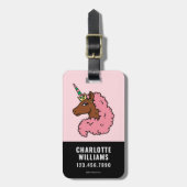 Lichtroze Afro Eenhoorn Bagagelabel (Voorkant verticaal)