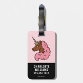 Lichtroze Afro Eenhoorn Bagagelabel (Achterkant verticaal)