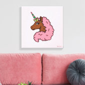 Lichtroze Afro Eenhoorn Canvas Afdruk (Insitu (Woonkamer))