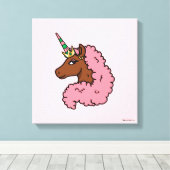 Lichtroze Afro Eenhoorn Canvas Afdruk (Insitu (Houten vloer))