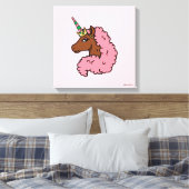 Lichtroze Afro Eenhoorn Canvas Afdruk (Insitu (Slaapkamer))