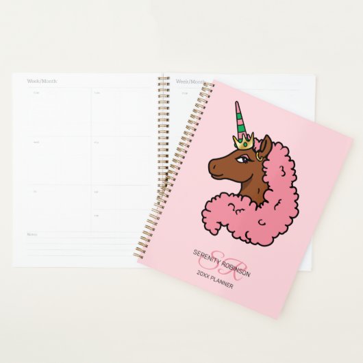 Lichtroze Afro Eenhoorn Planner (Display)