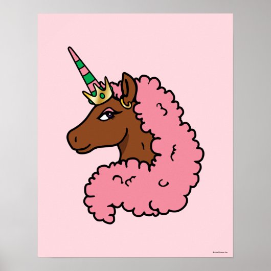 Lichtroze Afro Eenhoorn Poster (Voorkant)