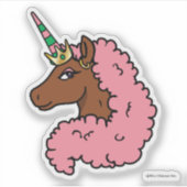 Lichtroze Afro Eenhoorn Sticker (Voorkant)