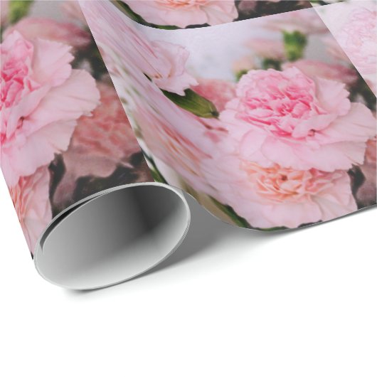 Lichtroze anjerbloem fotografie. cadeaupapier (Rol Hoek)