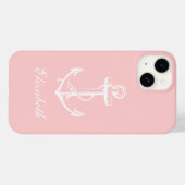 Lichtroze ankermonogram Case-Mate iPhone case (Achterkant (horizontaal))