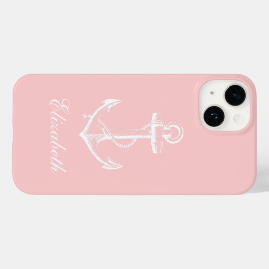 Lichtroze  ankermonogram Case-Mate iPhone case (Achterkant (horizontaal))