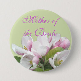 Lichtroze appelbloem, bruidkoolrapine ronde button 7,6 cm