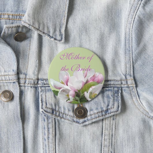 Lichtroze appelbloem, bruidkoolrapine ronde button 7,6 cm (In situ)