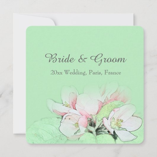  lichtroze appelbloem - bruiloft kaart (Achterkant)