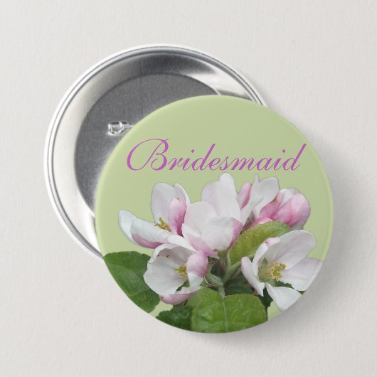 Lichtroze appelbloem ronde button 7,6 cm (Voorkant /achterkant)