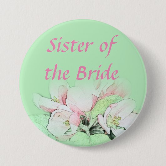  lichtroze appelbloem zuster van bruid ronde button 7,6 cm (Voorkant)