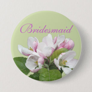 Lichtroze appelbloesem bruidsmeisje ronde button 7,6 cm
