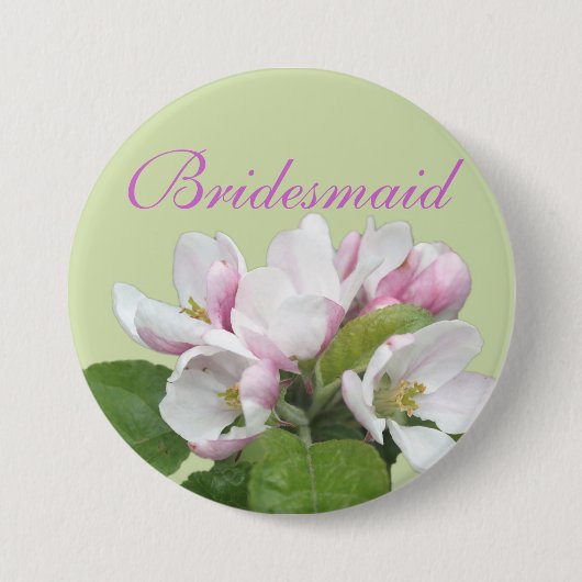 Lichtroze appelbloesem bruidsmeisje ronde button 7,6 cm (Voorkant)