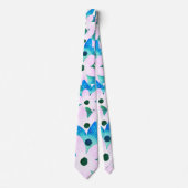 Lichtroze Aqua Blue en Turquoise Floral Motif Stropdas (Voorkant)