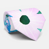 Lichtroze Aqua Blue en Turquoise Floral Motif Stropdas (Opgerold)