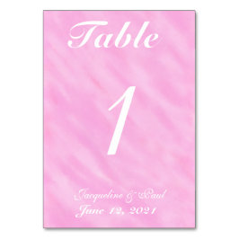 Lichtroze Aquarel Tafel Nummers voor Huwelijk Kaart