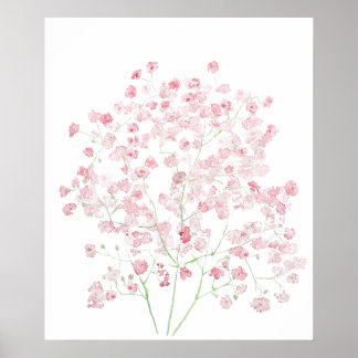 lichtroze Baby Breath Bouquet Poster