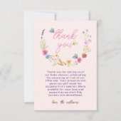 Lichtroze Baby Meisje Douche Wildflower Bedankkaart (Voorkant)
