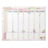 Lichtroze baby weekrooster notitieblok (Voorkant)