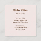 Lichtroze balletband vierkante visitekaartje (Achterkant)