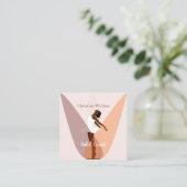 Lichtroze balletband vierkante visitekaartje (Staand voorkant)