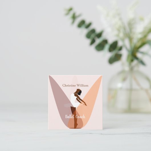 Lichtroze balletband vierkante visitekaartje (Staand voorkant)
