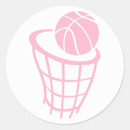 Lichtroze basketbal ronde sticker (Voorkant)