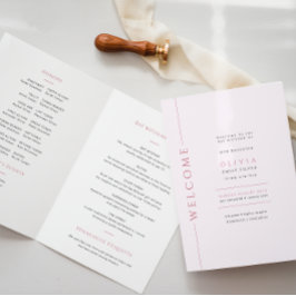 Lichtroze Bat Mitzvah Vouwprogramma Brochure Programma