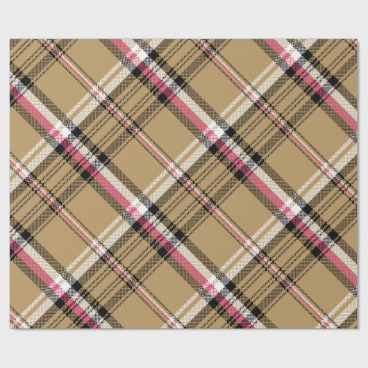 lichtroze beige vlegeltartan cadeaupapier (Vlak)