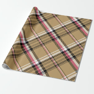 lichtroze beige vlegeltartan cadeaupapier