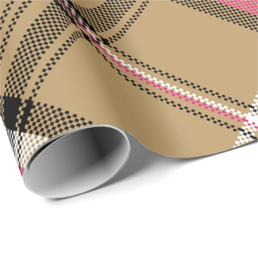 lichtroze beige vlegeltartan cadeaupapier (Rol Hoek)