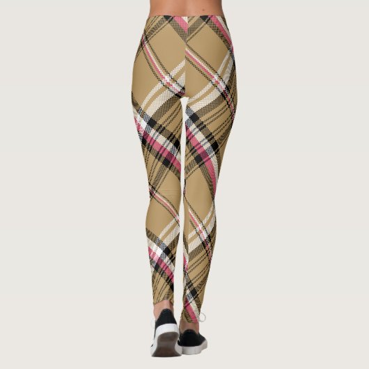lichtroze beige vlegeltartan leggings (Achterkant)