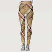 lichtroze beige vlegeltartan leggings (Voorkant)