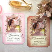 Lichtroze beige vlinders, quinceanera kaart