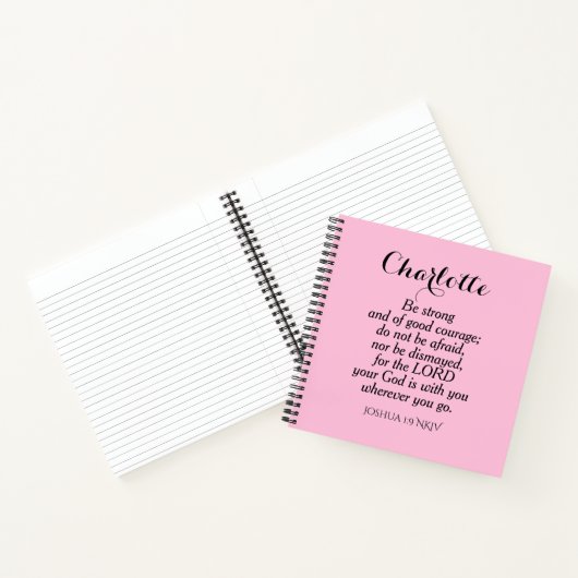 Lichtroze Bijbel Verse Aangepaste naam Eenvoudig Notitieboek (Binnen)