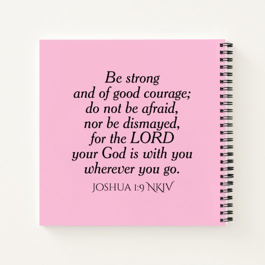 Lichtroze Bijbel Verse Aangepaste naam Eenvoudig Notitieboek (Achterkant)