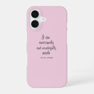 Lichtroze Bijbelvers Positieve Bevestiging iPhone 16 Hoesje