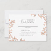 Lichtroze bladeren Whimsical Wedding RSVP Kaartje (Voorkant)