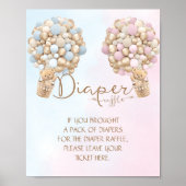 Lichtroze Blauw Jongen Meisje Luier Raffle Poster (Voorkant)