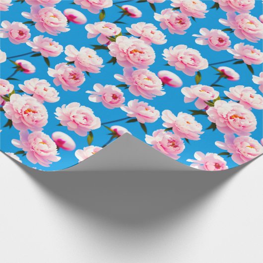 Lichtroze blauwe hemelvolken - verpakkingspapier cadeaupapier (Hoek)