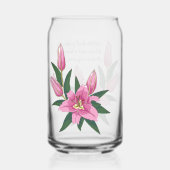 Lichtroze bloeiende lelie blikvorm glas (Achterkant)