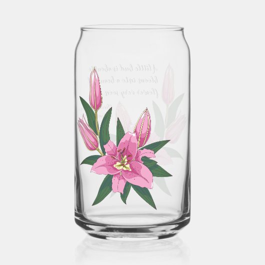 Lichtroze bloeiende lelie blikvorm glas (Achterkant)