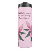 Lichtroze bloeiende lelie thermosbeker (Voorkant)