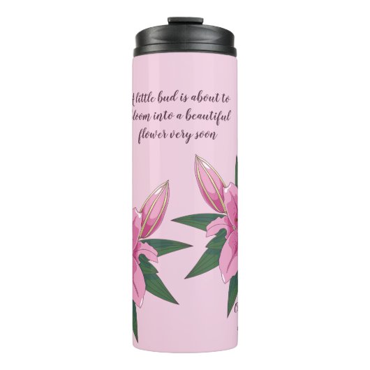 Lichtroze bloeiende lelie thermosbeker (Voorkant)