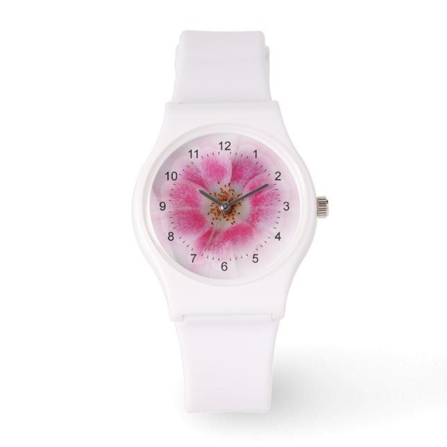 lichtroze bloem horloge (Voorkant)
